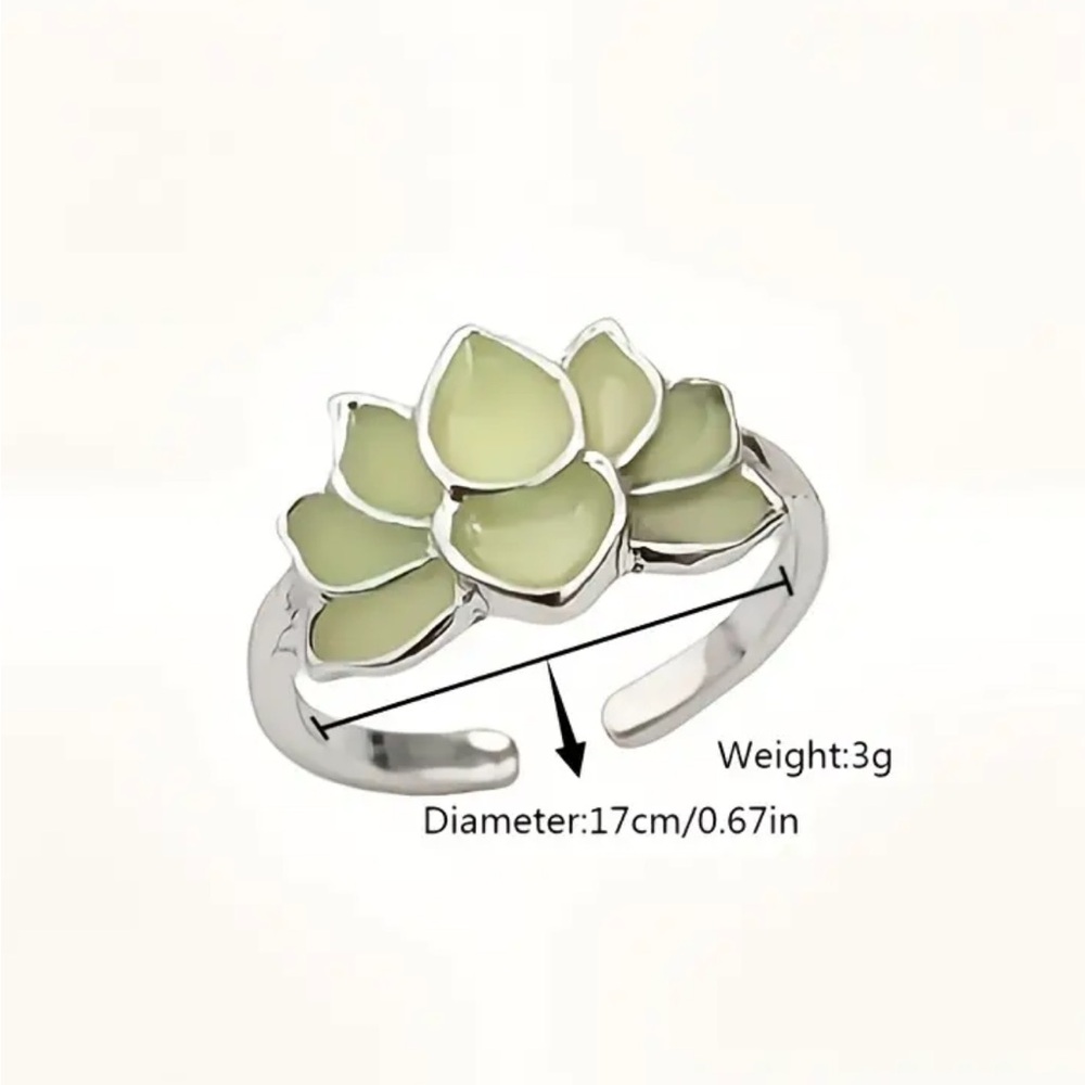 Orange Red Glow In The Dark Lotus Adjustable Ring - Picture 3 of 3